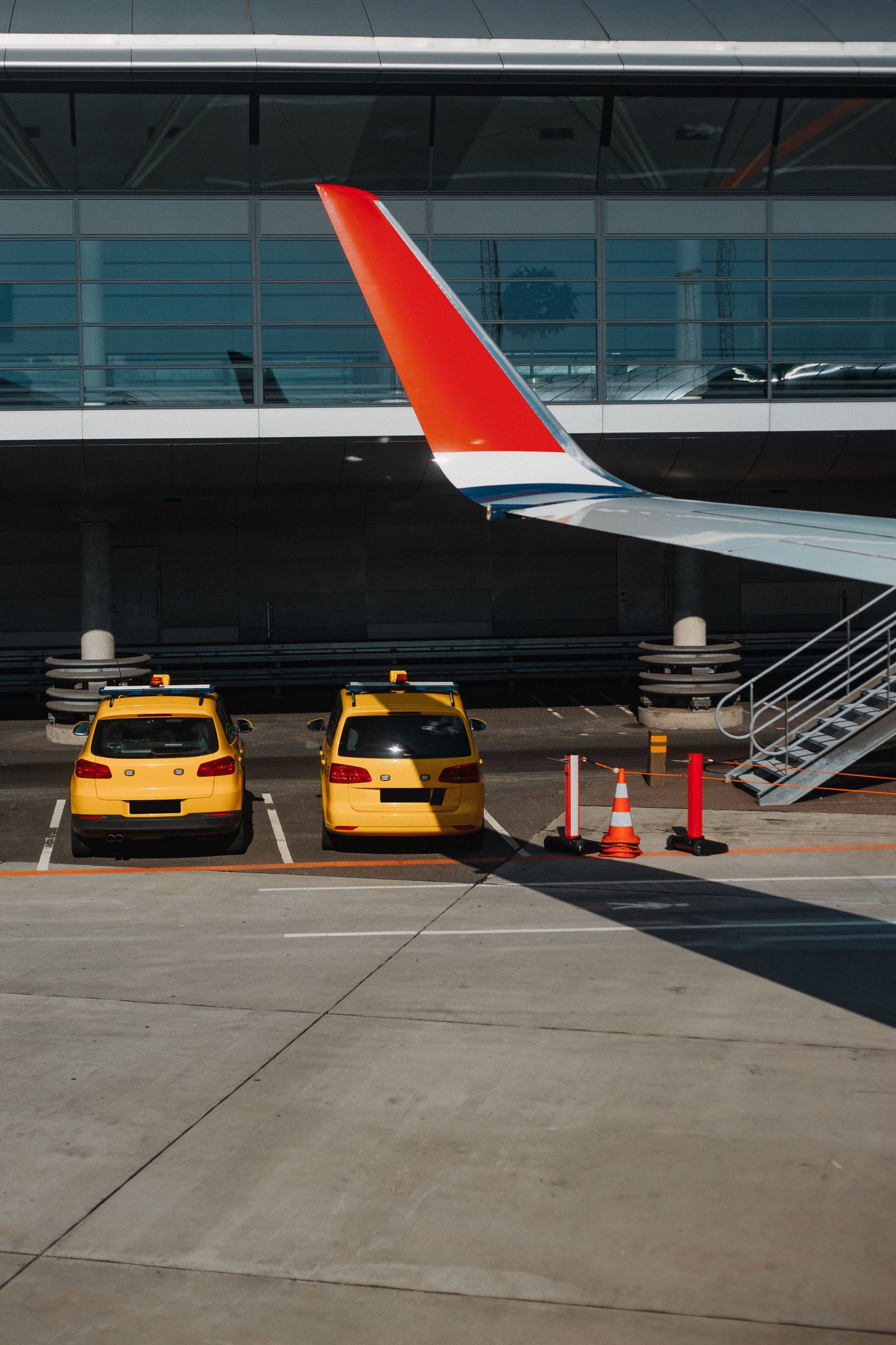 Taxis waiting at an airport